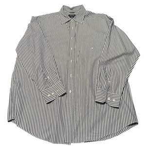 Nautica Banker Stripes Long Sleeve Button Collar Cotton Shirt Logo Embroidered